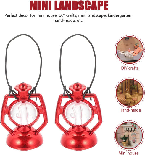 Toddmomy Mini Dollhouse Lantern 6Pcs Mini Kerosene Lamp Miniature Lantern for Dollhouse Accessories