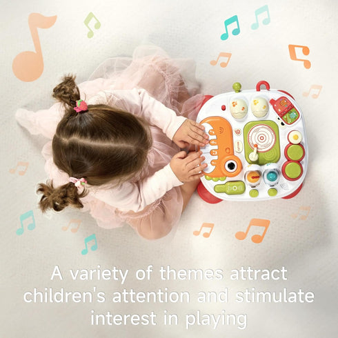 eJog Pup Baby Activity Table Learning & Fun, Baby DJ Table for Sitting Play, Keyboard Musical Toy and Detachable Red