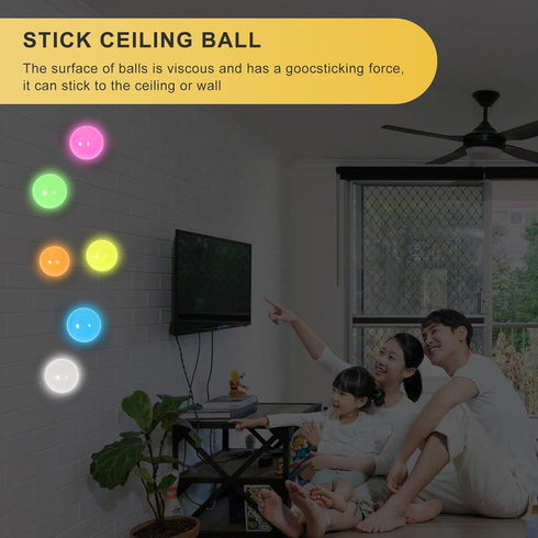 FauKait 6pcs-2.4in Dream Balls,Glow in The Dark Sticky Balls That Stick to The Ceiling,Stress Balls for Kids