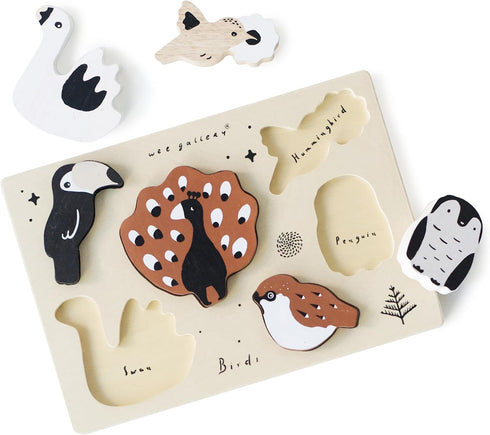Wee Gallery Wooden Animals Tray Puzzle, Montessori Activity for Early Learning, Educational Toy for Kids and Toddlers