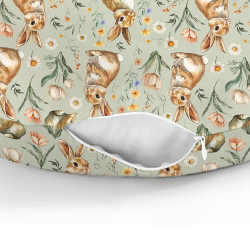 Vintage Rabbit Floral Nursing Pillow Covers for Boy Girl Spring Bunnies Flowers Nursery Feeding Pillowcase