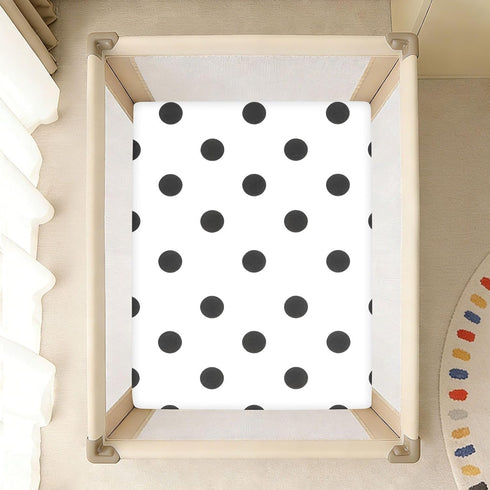 CZXW 52" 28" Polka Dots Black White Crib Sheets Fitted x Natural Cotton Soft & Breathable for Baby Crib Mattress
