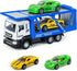 Transporter Carrier Truck Toys with 2Pcs Toy Cars Set - Pull Back Cars with Lights and Sound Trailer Vehicles for Boys