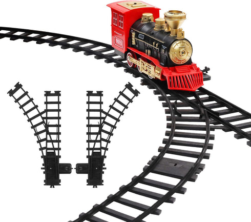 Hot Bee 2 Pcs Curved Switch Track Railroad Building Toy Accessories with 14 Snaps for 9015 Trains Set, Gifts for Kids