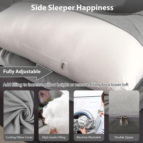 BATTOP Pregnancy Pillows for Sleeping,Full Body Maternity Pillow with Cooling Cover,Support for Back,Hips,Legs,Belly