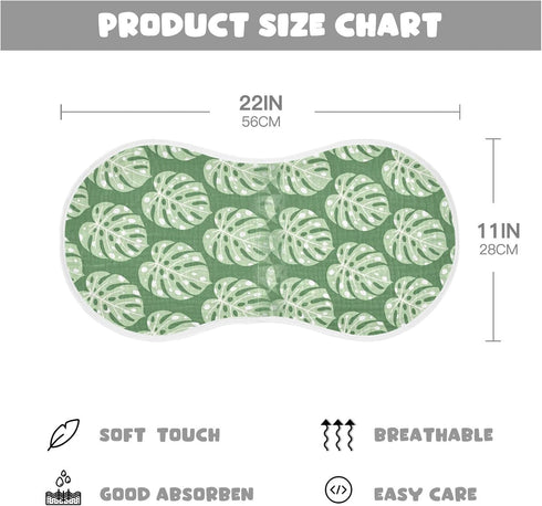 GOODOLD Set 1 Pack Green Monstera Leaves Muslin Baby Burp Cloths - Super Absorbent and Soft Burping Rags - Cotton Burp