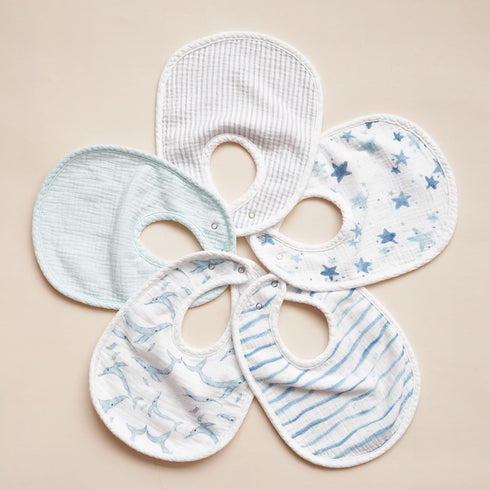 Konssy Muslin Baby Bibs 8 Pack - Baby Bandana Drool Bibs Cotton for Unisex Boys and Girls, 8 Solid Colors