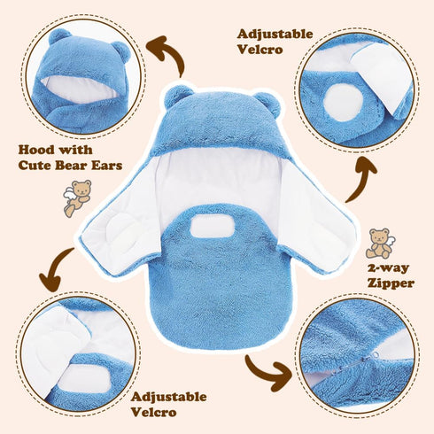 0-3 AiWMGL Baby Swaddle Blanket Boys Girls Fleece Winter Warm Adjustable Newborn Swaddling Wrap Soft Sleeping Sacks