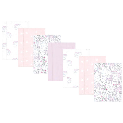 Hudson Baby Unisex Baby Flannel Burp Cloth 7pk, Dreamy Unicorn, One Size
