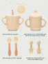 Set 9 Silicone Baby Feeding Pcs, Spill-Proof Suction Plate, Bowl, Bib, Silicone spoon&forks, Wooden Spoons&forks