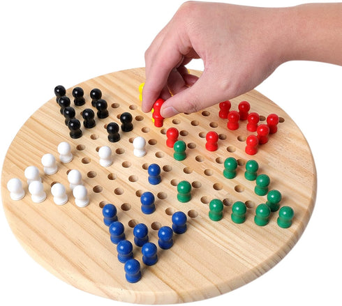 Chinese Checkers Board Game Toy - Classic Wooden Checkers Game Set for Adults, Seniors, and Kids, Fun for All Ages