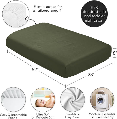 Sweet Jojo Designs Solid Dark Green Fitted Crib Sheet for Woodland Camo Collection, Baby or Toddler