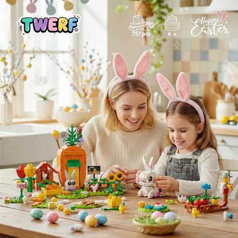 TWERF 24 Packs Fillers-24 1 Sets 6+ Easter Egg in Easter Bunny Carrot House Building Block For Easter Egg Stuffers
