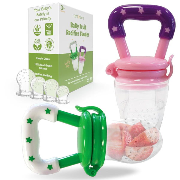 Baby Fruit Feeder, Teething Pacifier for Fruits, Veggies, or Frozen Milk, Food-Grade