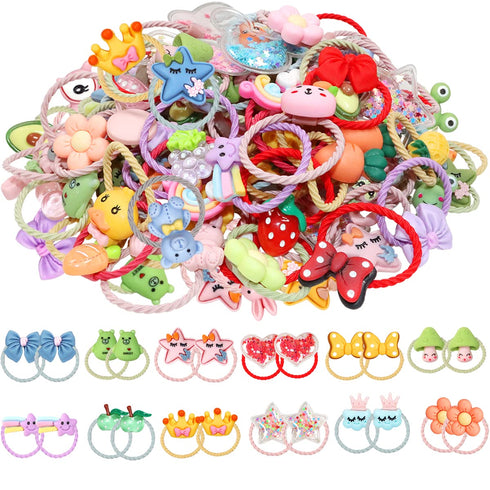 WillingTee 120pcs (60 pairs) Mix Colors Girl's Soft Rubber Bands Hair Ties for Kids, Infants, Toddlers, Teens