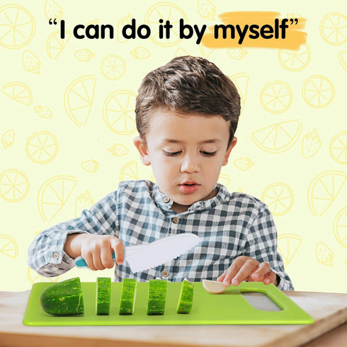 28PCS Toddler Knife Set, Kids Knives for Real Cooking, Montessori Kitchen Knife Set with Cutting Board for Ages 2-10
