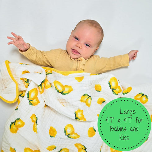 100% 47 47 Inches 6 LollyBanks Muslin Baby Quilt, Cotton Baby Blanket for Boys and Girls, Large x Versatile Crib