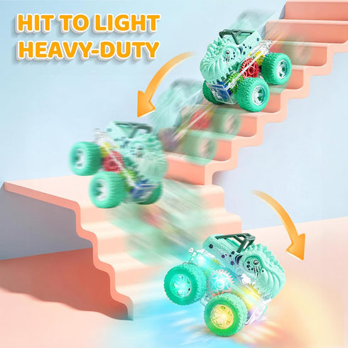 2-4, 3-5, 2 3 4 5 6 Beestech Light Up Dinosaur Toys for Toddlers Monster Truck Toys for Kids Push and Go Dinosaur Cars