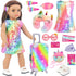 23 18 Inch Set K.T. Fancy Pcs American Doll Clothes & Accessories, Cute Doll Suitcase with Sequined Dress, Sunglasses