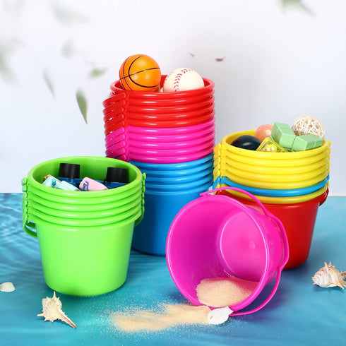 30 6.3 Inch Summer Jerify Pieces Mini Plastic Beach Pail Plastic Small Bucket Small Sand Pail Building Beach