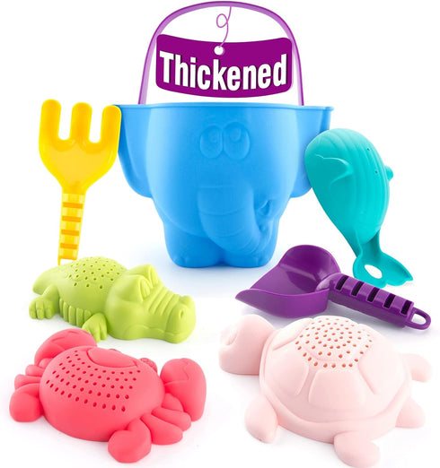 Beach Toys for Toddlers 1-3, Sand Toys Set with Baby Bucket, Rake, Shovel for Outdoor Play, Travel Toys for 1 Year Old