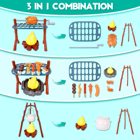 Set Playset 3-5 Camping Toys with Pop up Play Tent Indoor Outdoor Pretend Camping for Toddlers Kids Boys Girls Years