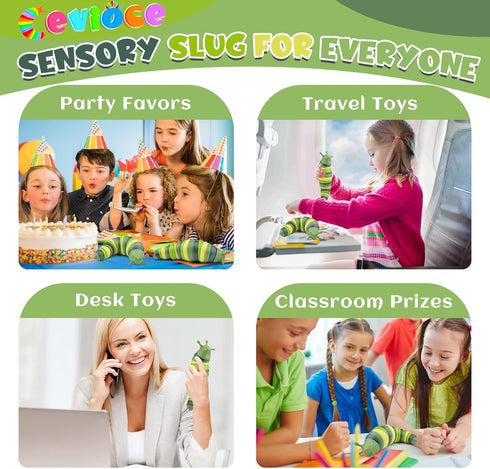 1 3+ Cevioce Easter Basket Stuffers Gifts for Toddler Kids Sensory Slug Fidget Toys, Fidget Slug Toys for Adult & Kid