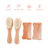 Set 4pcs Woolen Hair Brush and Wooden Comb for Scalp Care, Beech Wood Material, Soft Wool Bristles, Gentle Grooming Kit