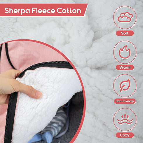 Winter Baby Car Seat Cover, Waterproof Carseat Cover with Zipper Peep Window, Warm Sherpa Fleece Lining, Universal