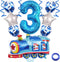 Weenkeey 3rd Birthday Train Balloons - Giant Aluminum Foil Balloon Number 3 Mylar