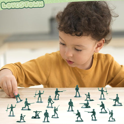 LovesTown 200PCS Army Men Toy Soldiers, Green Soldier Figures Plastic Army Men Playset for Boys Birthday Gift