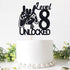 Video Game Level 8 Unlocked Birthday Cake Topper, Black Glitter Boys 8th Birthday Cake Decorations
