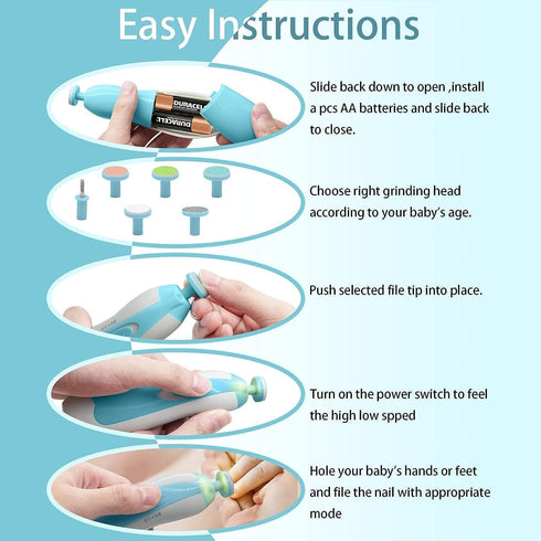 PHvilla Trimmer 6 Baby Nail Electric|Safe Baby Nail File|Baby Nail Clippers with Light and Grinding Pads for Newborn