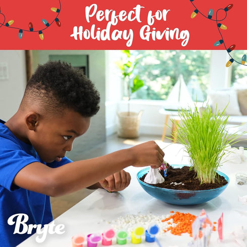 Bryte Light Up Dinosaur Terrarium Kit for Kids, Dino Habitat with Real Plants, LED Lights, Birthday Gifts