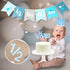 Vnysh 1/2 4PCS 6 Set 1/2 6 Birthday Boy Half Birthday Decorations Blue Month Party with Way to One Banner, Halfway High