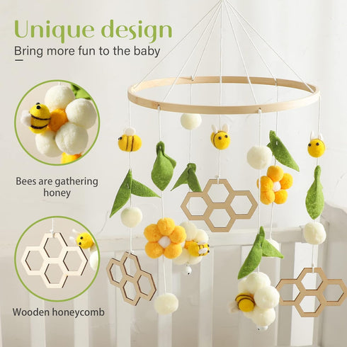 Adorable Bee-Themed Crib Mobile - Soft Nursery Decor for Infants