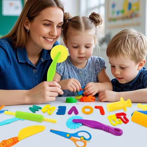 Jaeespon Set 9 2-4-8, Dough Tool for Kid, Pcs Dough Tools Accessories for Kids Ages Includes Cutters Roller, Rolling