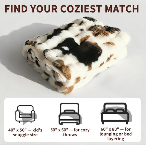 Fruaros 40x50 Cozy Cow Print Faux Fur Baby Blanket Fluffy Cow Bubbles Blanket, Ultra Soft Rabbit Faux Fur Throw