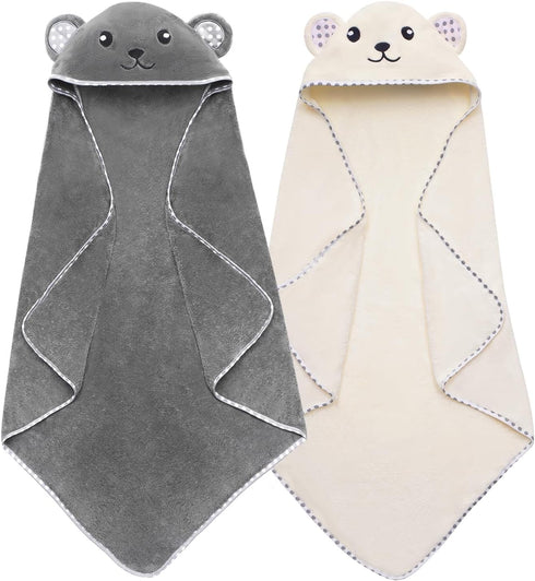 URSEORY Hooded Baby Towels, 2 Pack Ultra Soft Bath Towels with Hood for