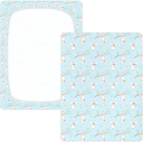 miaozhen 1 Pack 52x28 Cotton Baby Crib Sheets Soft Stretchy Funny Forestland Animal Koala Blue Crib Mattress Sheet