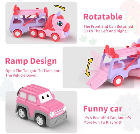 1 2 3 7-in-1 1-3 2-4, 1 2 3 newcrave Toys for Year Old Girl, Carrier Truck with Light & Music, Toddler Girl Toys Age +