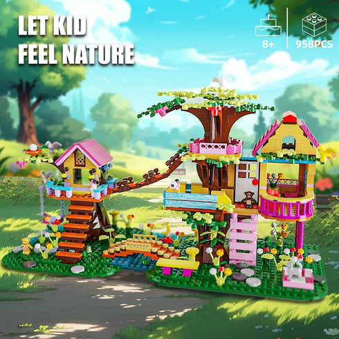 Set,958pcs 10 11 12 14 RAVAYO Creative Tree Building Block Mini Brick Toy for Kids Girls Age