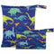 visesunny Vintage Dinosaur Animal 2Pcs Wet Bag with Zippered Pockets Washable Reusable Roomy