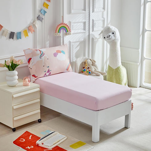 4 Set Set 1 Set 1 1 1 Pieces Toddler Bedding for Girls Light Pink Unicorn Toddler Bed - Soft Castle Rainbow Cute