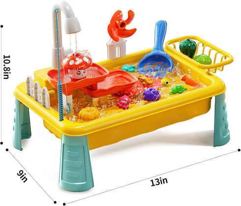 1-3 4-8 2 3 4 5 6 7 8 Kids Water Table Play Toy for Toddlers Years Old, Kitchen Sink with Electrical Pump and Flowing