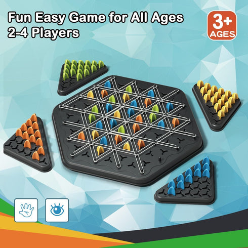 Chain Triangle Chess Game, Board Games for Family Night, Fun Games for Kids and Adults, 2 to 4 Players