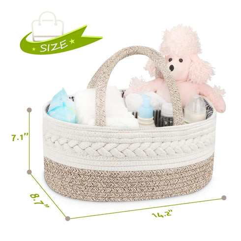 Maliton Diaper Caddy Organizer for Baby - Cotton Rope Gift Basket, Portable Nursery Storage for Baby Stuff