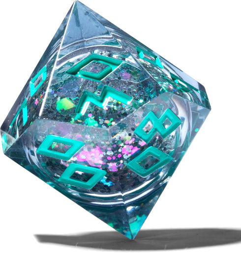HEIMDALLR Liquid Core Dice Set with LED Display Case - 7-PC Hand-Painted DND Dice Set (Midnight Sea)