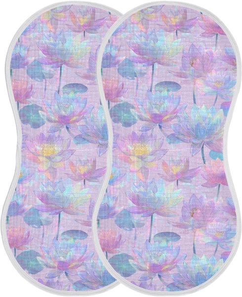 decor gift 4 Pack 22x11in Cotton Neutral Burp Cloths Soft Touch Indian Water Lily Neon Purple Baby Rags for Unisex