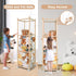 BENCHRY Bedroom-54.3 Inch Stuffed Animal Storage, Wood Stuffed Animal Zoo Storage with Brake Wheels, Space Save Toy